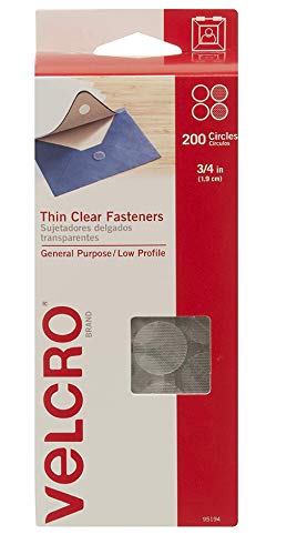 VELCRO Brand - Thin Clear Fasteners | General Purpose/ Low Profile | Perfect for Home, Classroom or Office | 3/4" Dots Circles , 200 Count - Clear