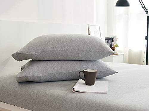 Book Cover Household 100% Jersey Cotton Queen Size Pillowcase 20â€x30â€-Light Weight, Comfortable, Extremely Durable Set of 2 (Grey, Standard Pillowcases)
