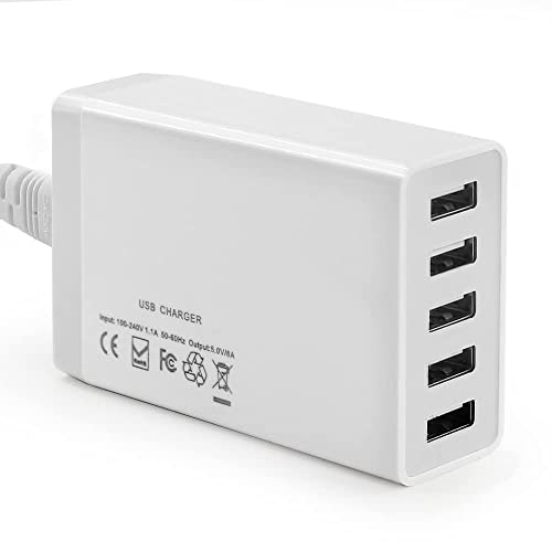 Pezin & Hulin 5 Port USB Wall Charger Hub 40W, Desktop USB Charging Station for Multiple Devices, Portable Multi Port USB Charger for Cell Phones, Tablet and More USB Port Device