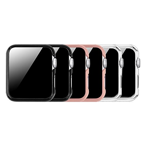 Book Cover [3 Color Pack] Fintie Case Compatible with Apple Watch 38mm, Slim Lightweight Hard Protective Bumper Cover Compatible with All Versions 38mm Apple Watch Series 3/2/1 - Multi Color B