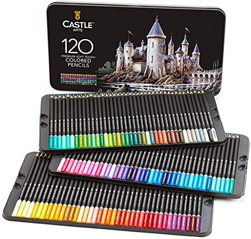 Book Cover Castle Art Supplies 120 Colored Pencils Set for Adults Artists Professional | Featuring soft series core for expert layering blending shading drawing | Perfect for coloring books and classroom