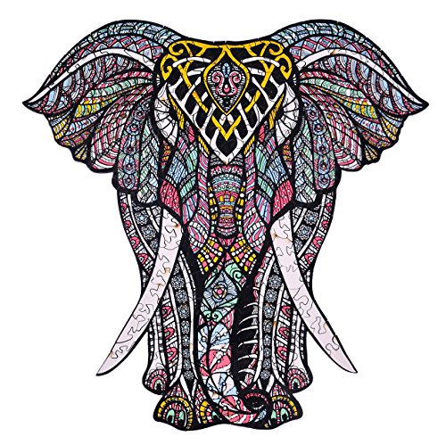 Wooden Jigsaw Puzzles â€“ Decorative Elephant Hartmaze HM-06 Small Size Puzzle 171 Unique Shape Jigsaw Pieces-Beautiful Animal for Adults and 9 Years Age up Teens- Best for Family Game Play Collection.