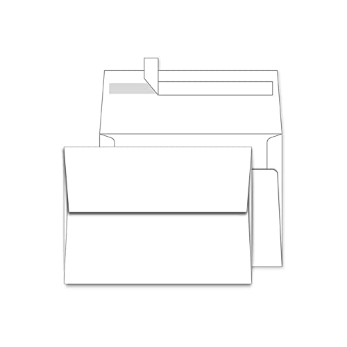 A7 Printable White Envelopes 5X7 100 Pack Quick Self Seal,for 5x7 Cards Perfect for Weddings, Invitations, Photos, Graduation, Baby Shower 5.25 x 7.25 inches，AZAZA