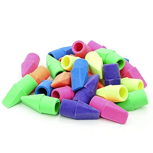 YumyBom Pencil Top Eraser Caps Chisel Shape Pencil Eraser Toppers Assorted Colors in Bulk 150 Pieces