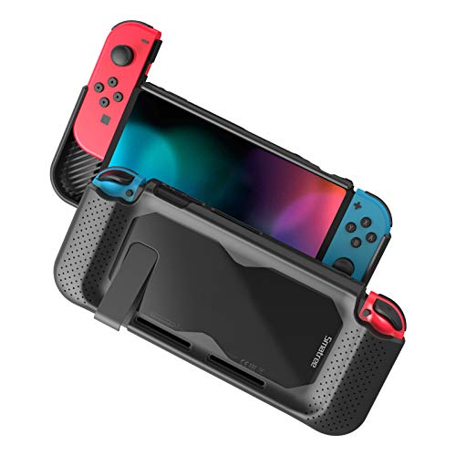 Book Cover Smatree Case for Nintendo Switch,TPU Grip Hard Protective Cover Case,Comfort Handheld Back Cover for Nintendo Switch Console with Support Stand(Black)