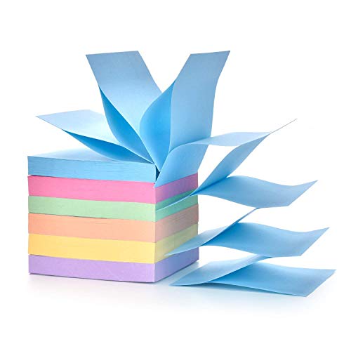 Pop up Sticky Notes Pad 3 in x 3 in 6 Pack Candy Color Easy Post Notes 100Sheets/Pad 6 Pads/Pack 600 Sheets Total Individual Package (Pop up Sticky Notes)