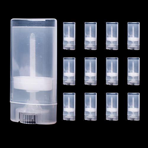 Mini Empty Deodorant Containers (15 mL, Pack of 12) - BPA Free Clear Plastic, Mini Size Great for Carry-On Travel, DIY Make Your Own Deodorant, Lip Balm, Lotion Bar, Moisturizer, Heel Balm, Sunscreen