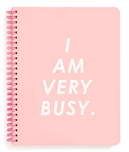 ban.do Rough Draft Mini Spiral Notebook, 9" x 7" with Pockets and 160 Lined Pages, I Am Very Busy