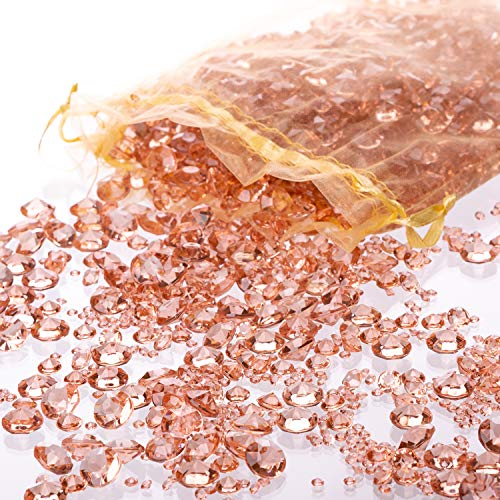 Luxury Rose Gold Diamond Table Confetti Party & Wedding Decorations: Includes Over 3,000 Acrylic Sparkling Scatter Gems in Three Sizes