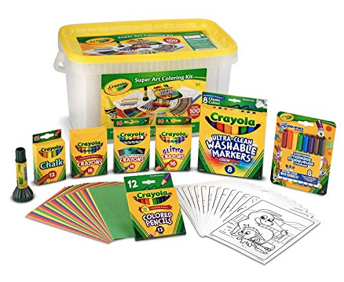 Crayola Super Art Coloring Kit (100+ Pcs), Bulk Stocking Stuffers, Holiday & Christmas Gifts for Kids, Arts & Crafts Supplies Set, Ages 4, 5, 6 [Amazon Exclusive]