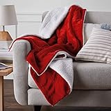 Amazon Basics Soft Micromink Sherpa Throw Blanket - King, Red