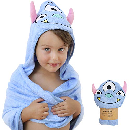 Sonnellino | Baby Hooded Towels | Snoozy Bug Series Premium Plush 500 GSM Organic Bamboo | Infants, Toddlers, Boys & Girls (Monster)