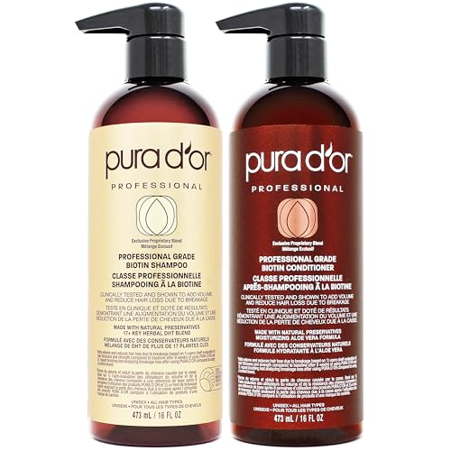 PURA D'OR Professional Grade Hair Thinning Therapy Shampoo & Conditioner Regimen Clinically Tested Super Concentrated for Maximum Results, Sulfate Free Natural & Organic Ingredients, Men & Women