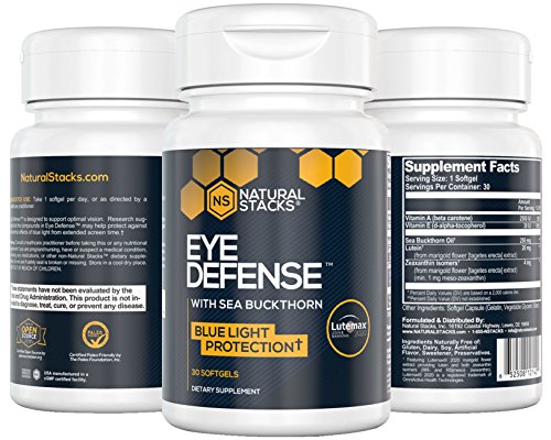 Natural Stacks: Eye Defense - Eye Health Supplement - 30 Day Supply - Soothing Lubrication - Reduces Eye Strain & Fatigue - Protect and Strengthen Vision - with Lutein, Zeaxanthin, Sea Buckthorn
