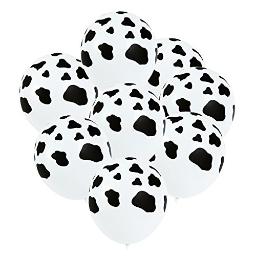 Resinta 80 Pieces 12 Inches Cow Print Balloons Latex Farm Animal Black and White for Birthday Home Craft Decoration