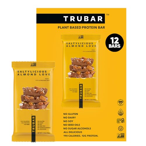 TRUWOMEN Plant Fueled Protein Bars | Non-GMO, Vegan, Gluten Free, Natural Ingredients | 12G Protein (Saltylicious Almond Love, 12 Pack)