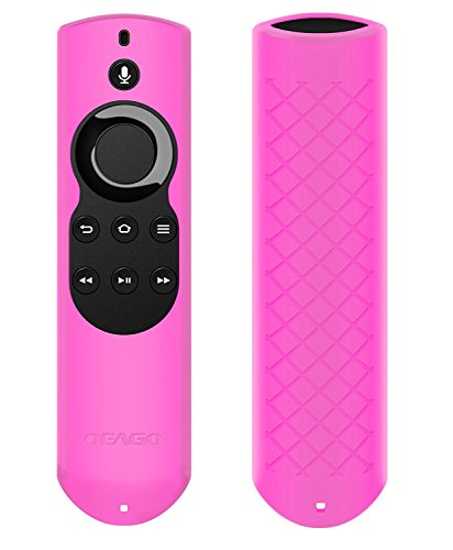Book Cover OEAGO Silicone [Anti Slip] Shock Proof Cover Case for All-New Fire TV with 4K Alexa Voice Remote (2017 Edition) (2nd Gen) / Fire TV Stick Alexa Voice Remote (Pink)