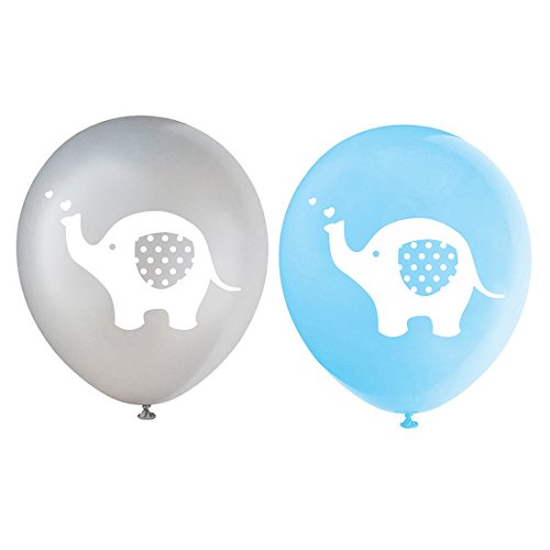 Blue Elephant Latex Balloons, 12 Inch (16pcs) Grey Boy Baby Shower or Birthday Party Decorations Supplies
