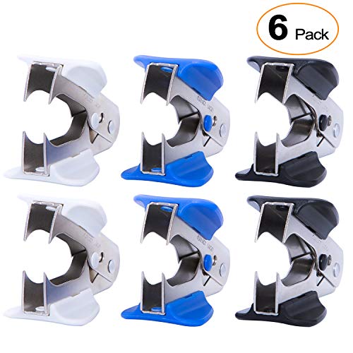 MROCO Staple Removers Staple Puller Staple Remover Tool Multicolored Staple Removers Office Staple Remover Stick Extra Wide Steel Jaws Style Remover for Staple Black Blue Gray 6 Pack
