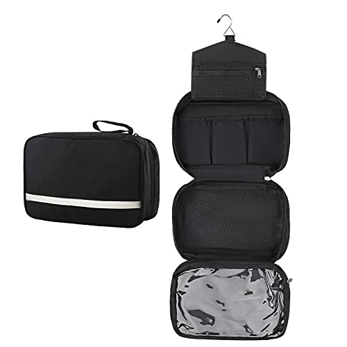 Toiletry Bagï¼ŒHanging Travel Toiletry Bag Folding Portable Cosmetics Travel Bag Waterproof Bathroom Organizer With Detachable TSA Approved Clear PVC Pouch