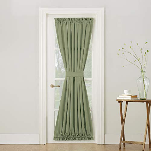 Sun Zero 53312 Barrow Energy Efficient Door Panel Curtain with Tie Back, 54" x 72", Sage Green