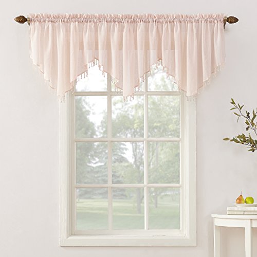 No. 918 Erica Crushed Voile Ascot Beaded Sheer Rod Pocket Curtain Valance