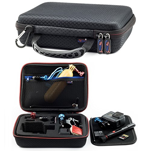 Book Cover Small Action Camera Carrying Case Suitable For GoPro HERO FUSION Akaso EK7000 Brave 5 4 Apeman EKEN H9R Fitfort Crosstour Campark ACT74 ACT76 Davola Dragon Touch Jeemak YI 4K Cam (7 x 6 x 2.5 Inches)
