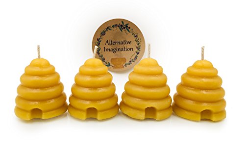 Alternative Imagination Hand Poured, 100% Pure, Natural Beehive Candle Votives. Package of 4.