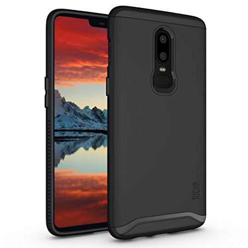 TUDIA DualShield Designed for OnePlus 6 Case, [Merge] Shockproof Military Grade Heavy Duty Dual Layer Slim Protective Phone Case - Matte Black