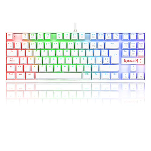 Book Cover Redragon K552 Mechanical Gaming Keyboard 60% Compact 87 Key Kumara Wired Cherry MX Blue Switches Equivalent for Windows PC Gamers (RED Backlit White)