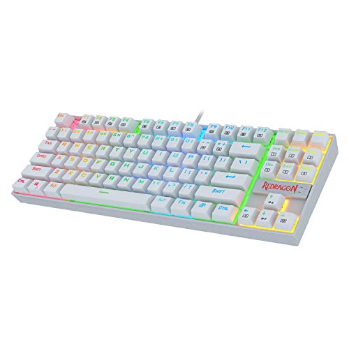 Book Cover Redragon K552 Mechanical Gaming Keyboard 60% Compact 87 Key Kumara Wired Cherry MX Blue Switches Equivalent for Windows PC Gamers (RGB Backlit White)