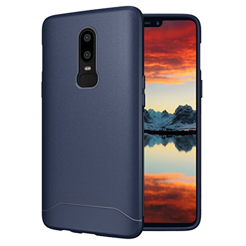 Book Cover OnePlus 6 Case, TUDIA [ARCH S Series] Slim-Fit HEAVY DUTY Drop-Proof Lightweight Flexible Soft TPU Protective Shock Absorption Minimal Design Polyurethane Phone Case for OnePlus 6 (Navy Blue)