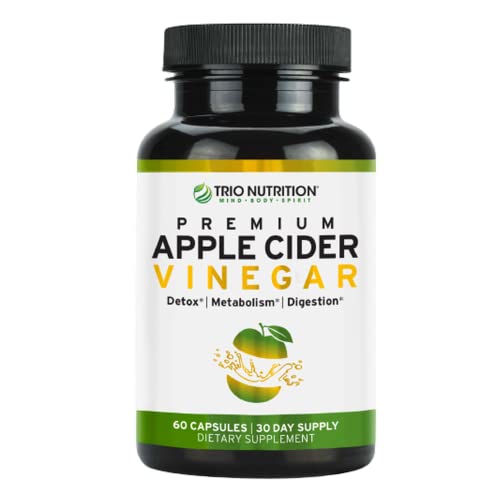 Trio Apple Cider Vinegar Capsules | Maximum Strength Immune Support Booster Formula | Raw & Fresh Natural Apple Cider Vinegar Pills for Cleanse | Detox Boost | Keto & Metabolism Support