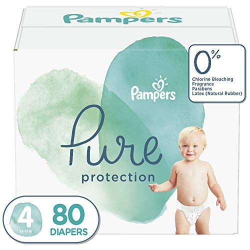 Book Cover Diapers Size 4, 80 Count - Pampers Pure Protection Disposable Baby Diapers, Hypoallergenic and Unscented Protection, Giant Pack (Old Version)