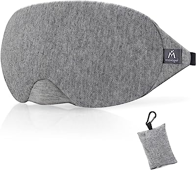 Mavogel Cotton Sleep Eye Mask - Updated Design Light Blocking Sleep Mask, Soft and Comfortable Night Eye Mask for Men Women, Eye Blinder for Travel/Sleeping/Shift Work, Includes Travel Pouch, Grey