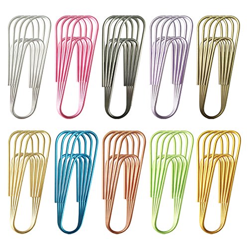 Hongfa 4" Inch Mega Large Jumbo Giant Big Paper Clips Massive Mega 40 Pack 100mm, 10 Colors