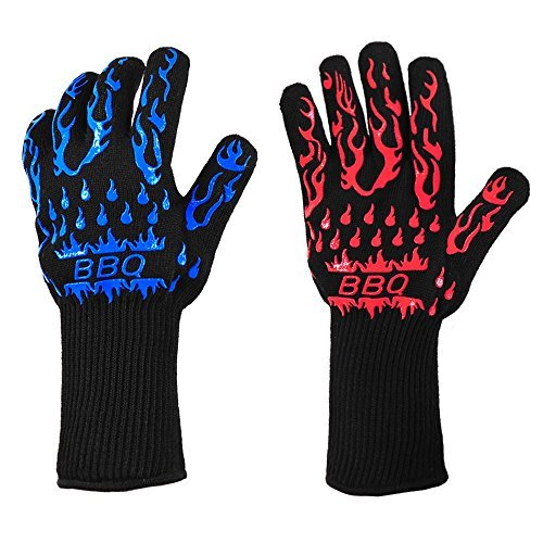 ASHLEYRIVER BBQ Grill Gloves Extreme Heat Resistant Oven Gloves for Cooking, Grilling, Baking-13 inch 1 Pair