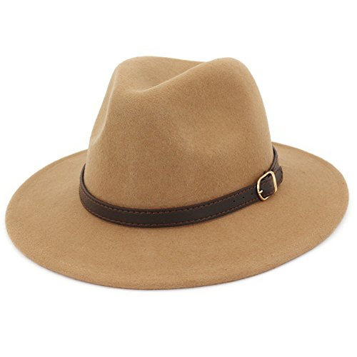 Lisianthus Women's 100% Wool Fedora Panama Hat Wide Brim with Belt