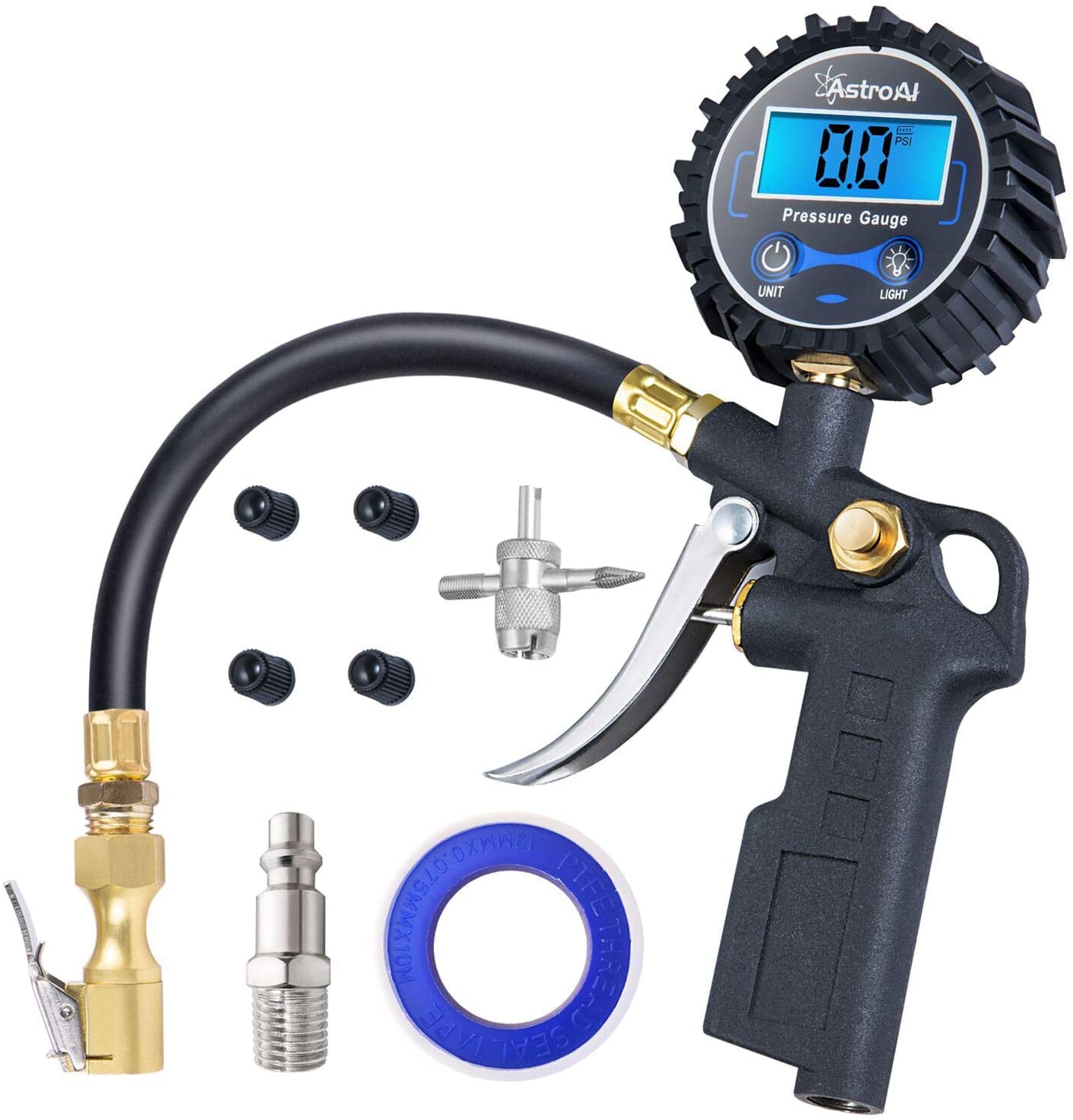 Book Cover AstroAI Digital Tire Inflator with Pressure Gauge, Medium 250 PSI Air Chuck and Compressor Accessories Heavy Duty with Rubber Hose and Quick Connect Coupler for 0.1 Display Resolution