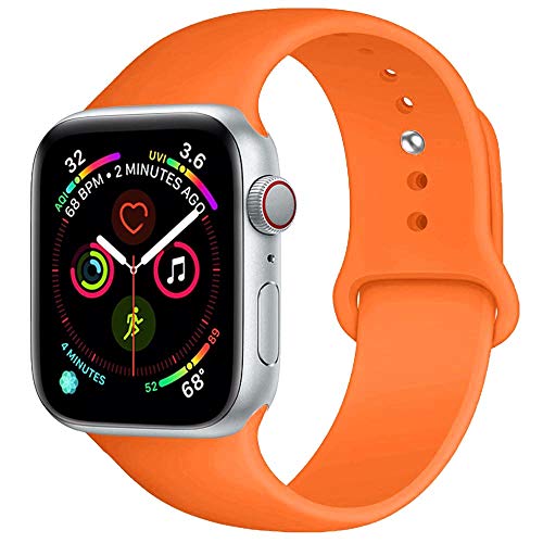 BOTOMALL Compatible with Iwatch Band 38mm 40mm 42mm 44mm Classic Silicone Sport Replacement Strap Bracelet for Iwatch All Models Series 5 Series 4 Series 3 2 1 (Orange,42/44mm S/M)