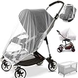 Durable Baby Stroller Mosquito Net (2 Pack) - Universal Elastic Edge Mesh Cover for Bassinets, Cradles, Playards, Car Seats & Mini Cribs | Breathable Travel Essential Newborn Protection (White)