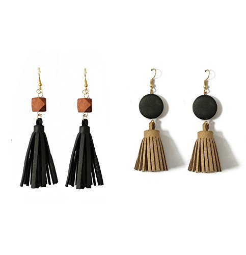Women Earrings Tassel Dangle Leather Bohemian Brown Earring MTC Jewels
