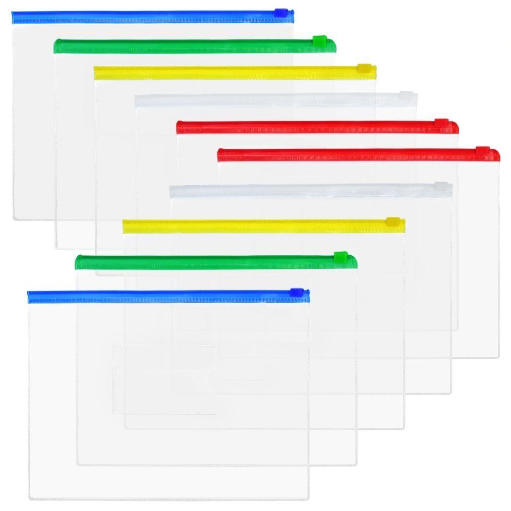 baotongle 50 PCS Clear Color Zip up PVC A5 Paper Document File Bill Zipper Bag Pencil Pouch