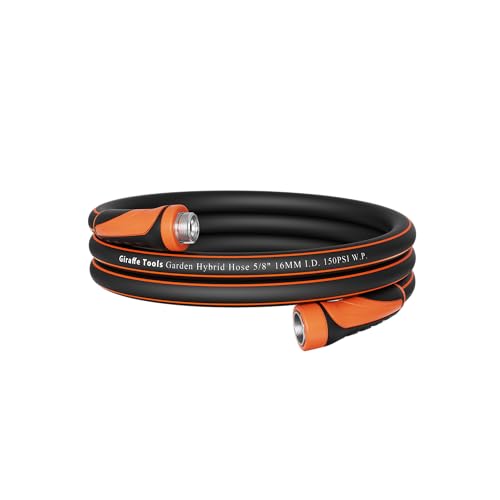 Giraffe Tools Garden Hose 5/8", Water Hose Heavy Duty, Flexible, Lightweight Hybrid Hose with Swivel Handle, 10ft Male to Female Fittings, Burst 600 PSI, Short Leader Hose