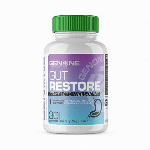Genone Labs Gut Restore | Probiotics for Support to Gut Integrity & Leaky Gut Repair | Premium Prebiotics, Organic Mushrooms & Enzymes for Immune & Digestive Health & Respiratory Wellness- 30 servings