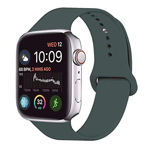 LITENG Sport Band Compatible with Watch Band 40mm 44mm 38mm 42mm Soft Silicone Replacement Sport Strap Compatible with 2019 Watch Series 5 2018 Watch Series 4/3/2/1 (Gery Olive Green, 42/44mm-ML)