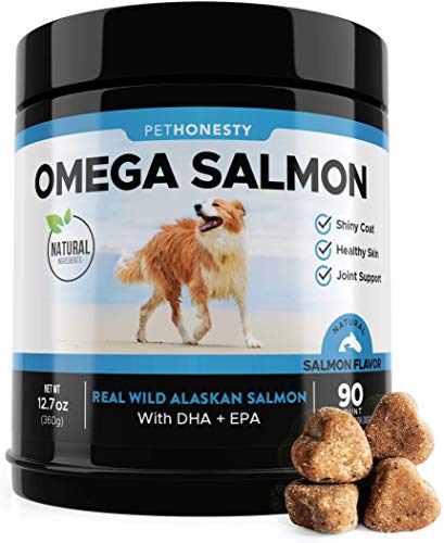Salmon Oil for Dogs - Omega 3 Fish Oil For Dogs All-Natural Wild Alaskan Salmon Chews Omega 3 for Dogs for Healthy Skin & Coat, Cure Itchy Skin, Dog Allergies, Reduce Shedding - 90 Ct. Fish Oil