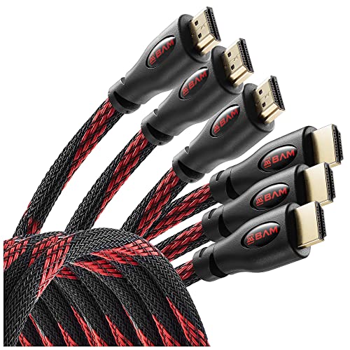 Bam 3 Pack High Speed 4K HDMI Cables - 15' Long