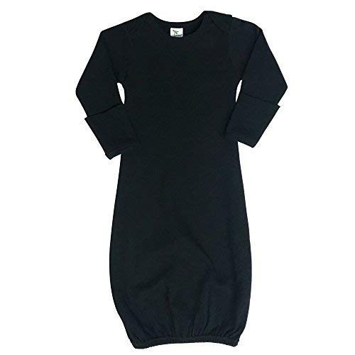 Laughing Giraffe Baby Infant Blank Long Sleeve Sleeper Gown with Mitten Cuffs (0-3M, Black-LG3850)