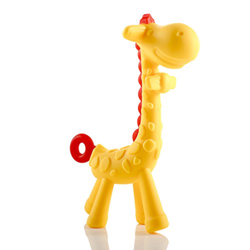 Giraffe Baby Teether Toy | Natural & Organic BPA-Free Silicone | Textured Infant Teething Relief | Freezable and Dishwasher-Safe | Cute Chew Toys for Boys, Girls, Babies, Toddlers, Newborn